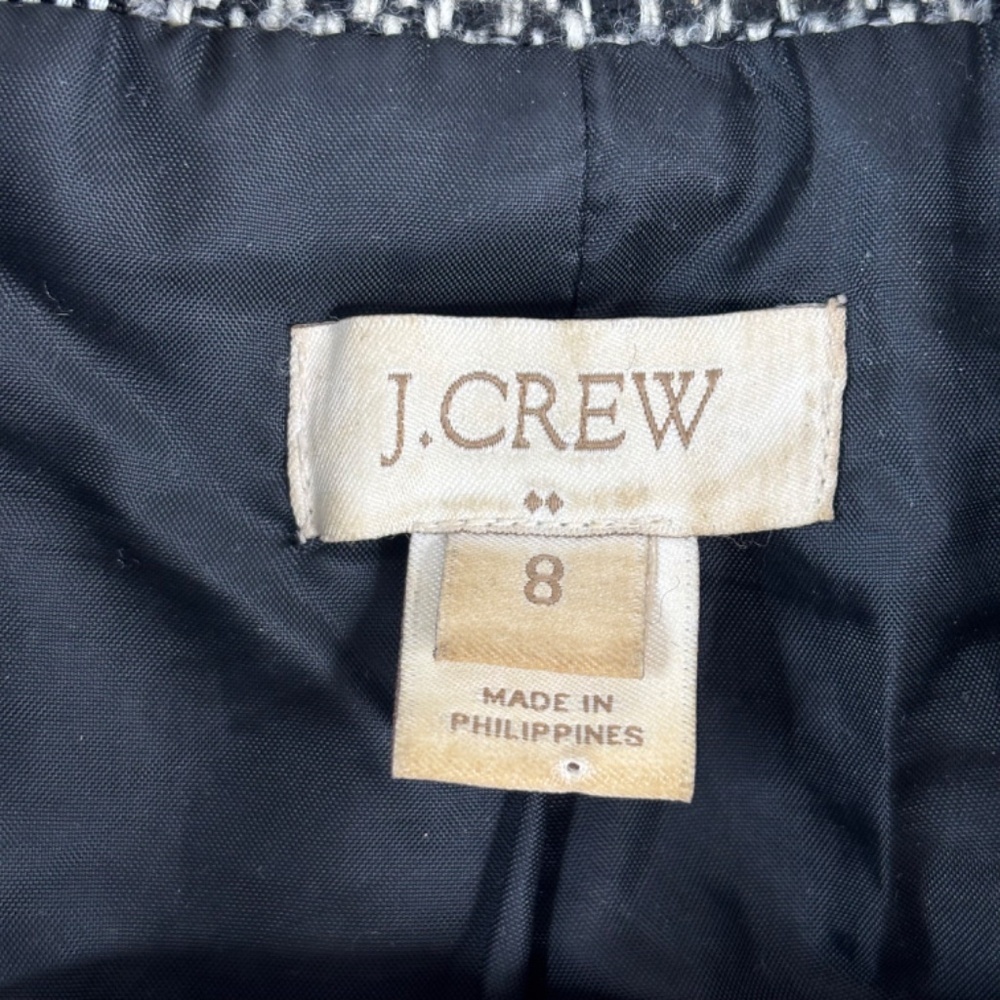 J Crew Daphne Wool Topcoat 8 Tweed Cocoon Coat Black White Old Money Preppy READ - Picture 10 of 15